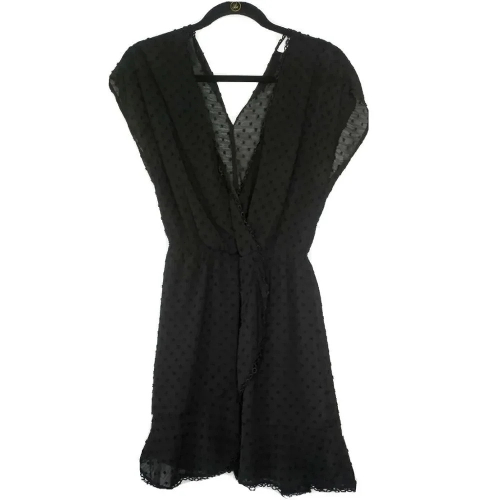 LUSH FAUX WRAP DRESS - BLACK - Picture 6 of 6